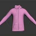 Pink Hooded Sweatshirt with Front Zipper and Side Pockets Casual Design for Comfortable Wear