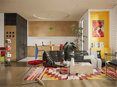 Modern Apartment Bauhaus Apartment Living Room Dopamine Middle Ancient 3d model