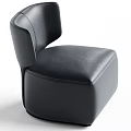 Modern Black Leather Single Sofa With Curved Backrest And Sleek Design 3d model