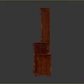 Dark Red Wooden Cabinet With Glass Doors And Small Drawer Cabinet