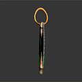 Elegant Golden Pendant With Green Glowing Gemstone And Decorative Wing Design