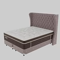 Grey Double Bed with Diamond Tufted Headboard and Comfortable Mattress 3d model