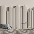Modern Soft Upholstered Bedroom Wall Panel with Curved Design and Decorative Pillows