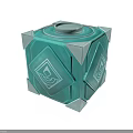 Green Decorative Cube Container With Lid Geometric Patterns And White Corners