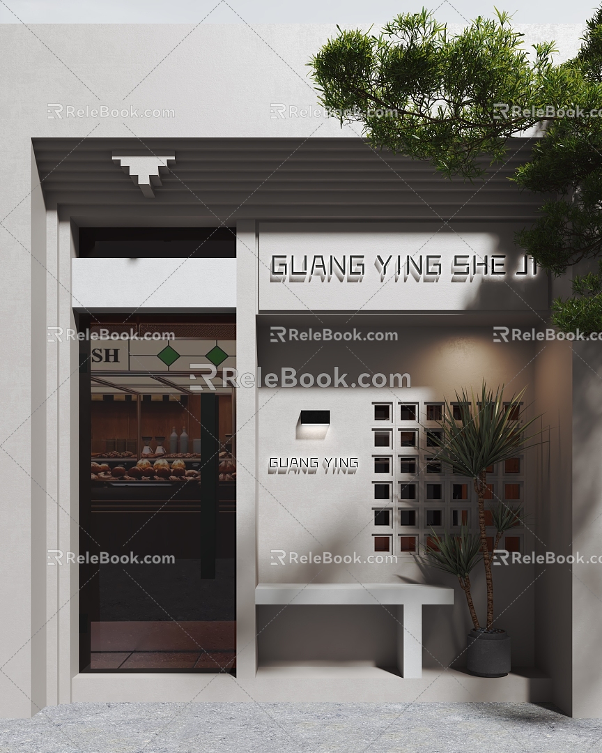 Modern Door Head Door Facade Coffee Shop Door Head Milk Tea Shop Door Head 3d model