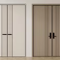 Modern Minimalist Double Doors With Beige Light Wood Black Lines And Handles For Interior Design