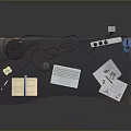 Practical Office Desk with Monitor Laptop Desk Lamp Open Book and Papers