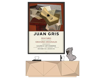 Juan Gris Original Paintings Engravings Exhibition Poster At Galerie Paul Guillaume Paris 1921 3d model