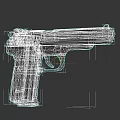 3D Model of Modern Pistol With Gray Body and Brown Grip Design