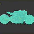 Teal And Orange Motorcycle With Unique Design And Reflective Surface Features 3d model