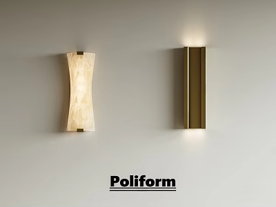 Poliform Modern Wall Lamps With Textured Shade And Brass Finish Design 3d model