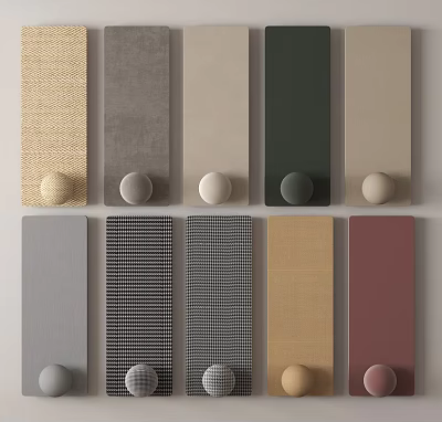 Colorful Decorative Panels With Various Textures And Round Accents For Home Decor 3d model