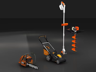 Commercial Outdoor Power Equipment Including Chainsaw Lawn Mower Pole Trimmer And Auger 3d model