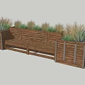 Wooden Flower Planters With Built In Bench And Green Herb Plants Outdoor