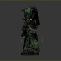 Green Mech Warrior Robot Character Holding Gun In Standing 3D Render 3d model