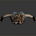Child Girl 3D Model Wearing Sports Vest Denim Shorts And Sneakers On Grey Background