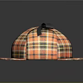 Orange Plaid Hat with Black Bow Flat Brim Soft Fabric Vintage Fashion Design