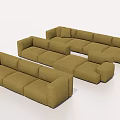 Modern Beige Fabric Modular Sectional Sofa With Spacious Seating And Multiple Layouts 3d model
