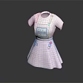 Cute Girls Dress With White Top Blue Square Design And Pink Plaid Skirt
