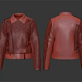 Stylish Leather Jacket Front And Back View With Classic Design Details 3d model