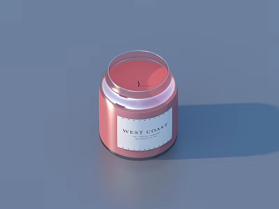 Pink Scented Candle in Glass Jar with West Coast Label for Home Use 3d model