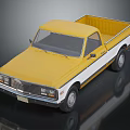 Vintage Yellow and White Pickup Truck with Open Bed and Retro Design