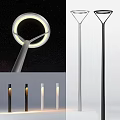 Outdoor Lights With Modern Design Silver And Black Finish Tall Pole Circular Light Head