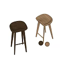 Pair of Wooden Bar Stools With Modern Minimalist Design And Different Tones