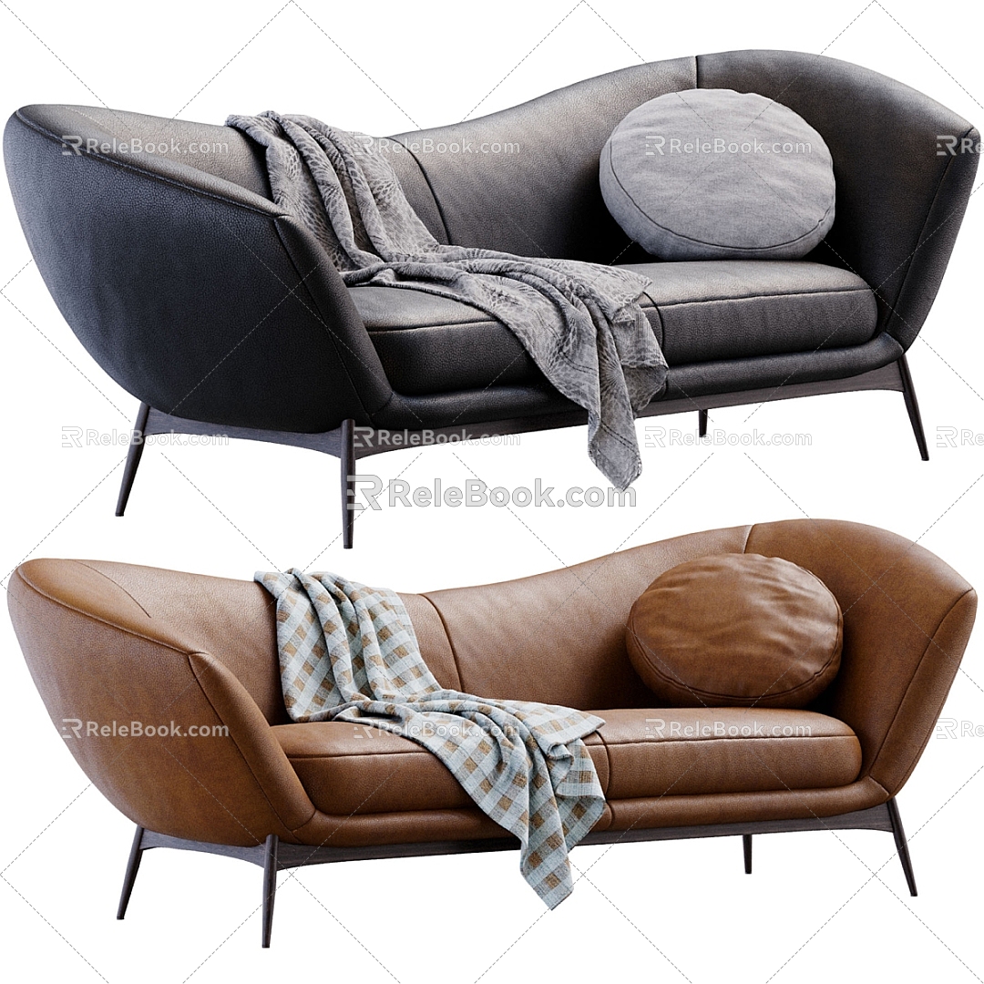 Leather double sofa Modern double sofa 3d model