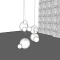 Modern Hanging Chandelier With Multiple White Glass Spheres For Interior Decor