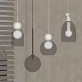 Set of Modern Glass Pendant Lights With Round Shades Hanging Near Window Blinds