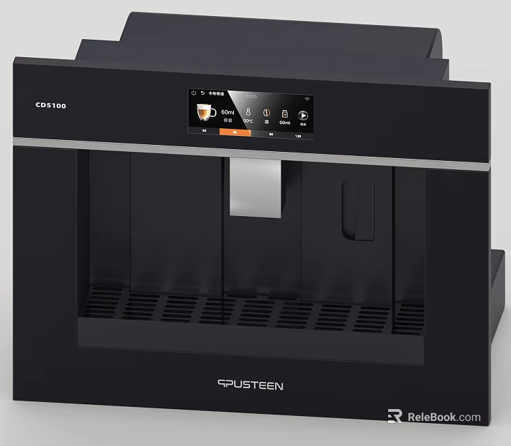 FRUSTEIN CD32900 Modern Black Coffee Machine With Digital Display Panel 3d model 