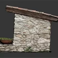 Small Stone Building with Wooden Door Tiled Roof and Side Planters with Greenery