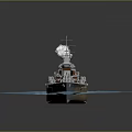 Naval Warship Weapon Sailing on Blue Sea with Large Main Battle Cannons