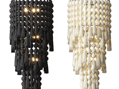 Black and White Beaded Chandeliers with Hanging Tassels Modern Home Decor Design 3d model