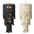 Black and White Beaded Chandeliers with Hanging Tassels Modern Home Decor Design