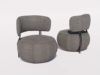 Modern Single Sofa Chair Sofa Stool 3d model