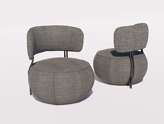 Modern Single Sofa Chair Sofa Stool 3d model