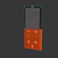 Red Portable Digital Device with Transparent Screen Showing Number 42 Circuit Patterns and Button Panel 3d model