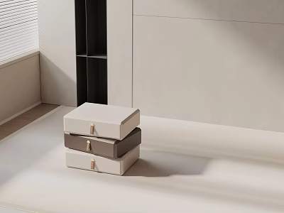 Modern Minimalist Side Table With White And Gray Stacked Storage Design 3d model
