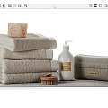 Soft Folded Bath Towels with Natural Soap Lotion and Toiletry Bag Set