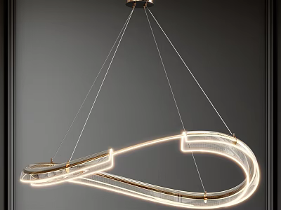 Modern Chandelier with Circular LED Light Design and Transparent Frame for Contemporary Interior Lighting 3d model