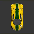 Yellow And Green Sports Car With Rear Spoiler Stripes And Number 2 Design