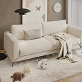 Modern retro two-person sofa leisure sofa pillow sweeping robot picture floor lamp 3d model