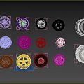 Various Car Tires With Stylish Alloy Rims Red Accents And Tread Designs