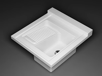 Modern White Square Ceramic Washbasin With Sleek Design And Built In Drainage Grid 3d model