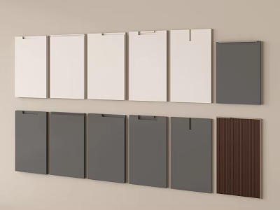 White Grey Brown Wardrobe Doors With Flat Panel And Textured Design For Home Interior 3d model
