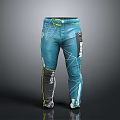 Teal Motocross Pants With Geometric Patterns And Yellow White Accent Lines