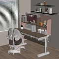 Modern Children's Desk Chair Children's Lifting Chair Book Ornaments 3d model