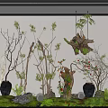 Natural Indoor Landscape Design With Decorative Branches Lush Greenery And Vases